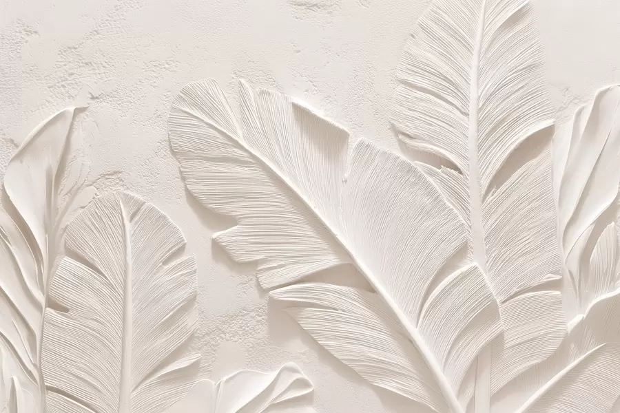 Шпалери Рельєфне листя в теплих бежево-пісочних тонах w09307v1
