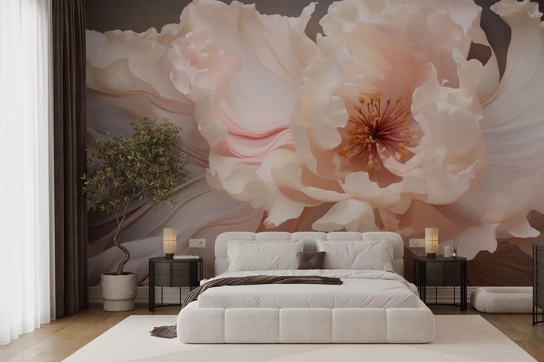 Шпалери Абстрактна квітка в м'яких пастельних відтінках w04346