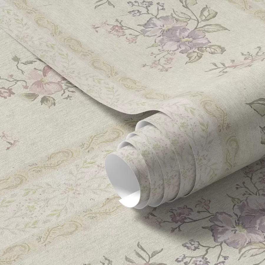 Шпалери Вінтажні квіти на смугастому тлі з орнаментом a00440