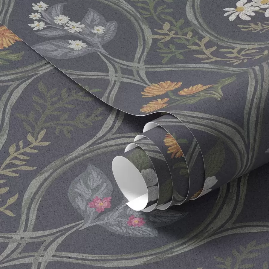 Шпалери Темна вінтажна рамка з барвистими садовими квітами a00454