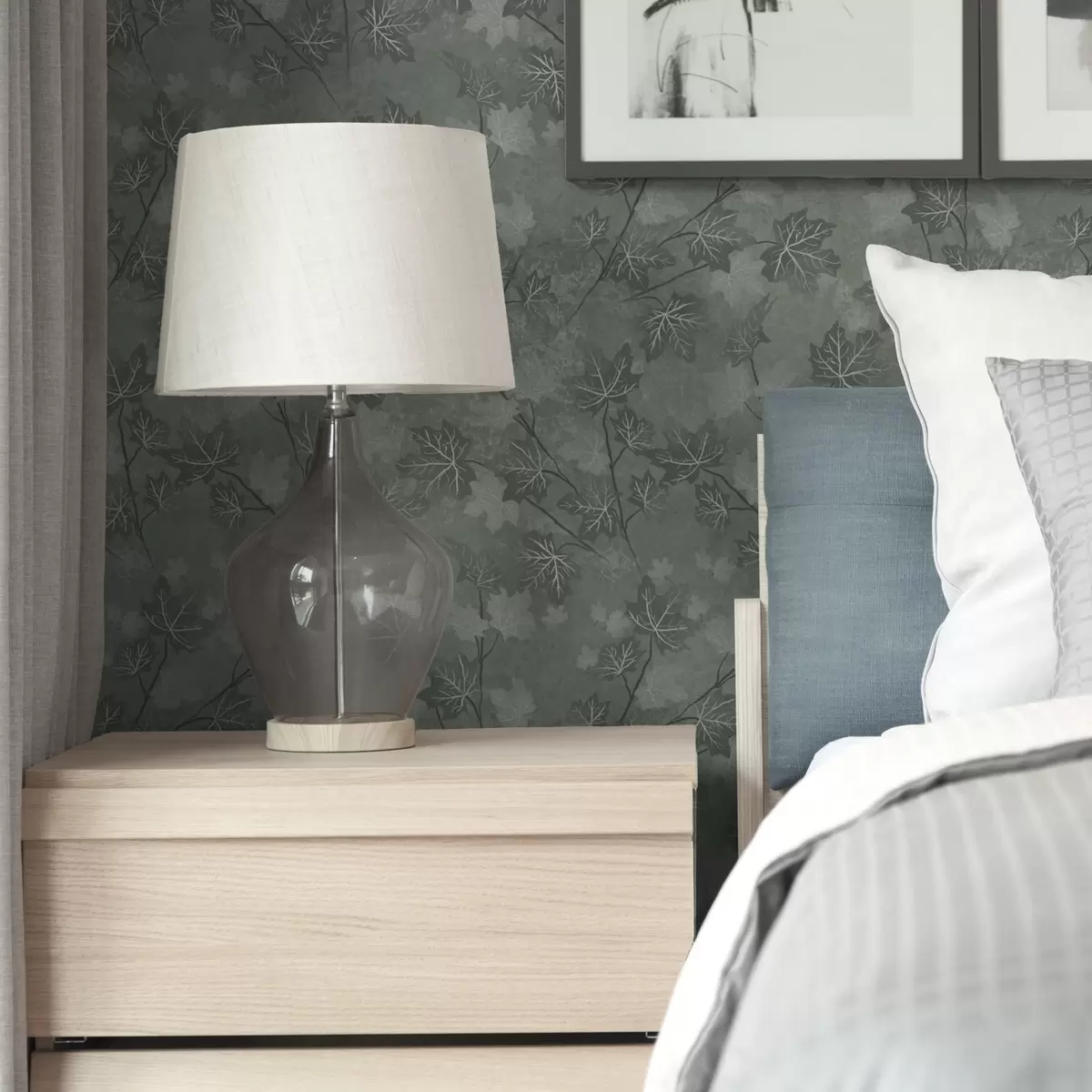 Шпалери Матове кленове листя в м'яких зелених тонах a00464