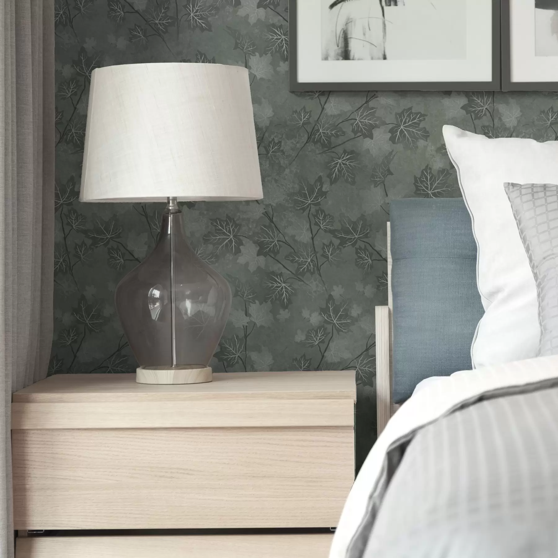 Шпалери Матове кленове листя в м'яких зелених тонах a00464