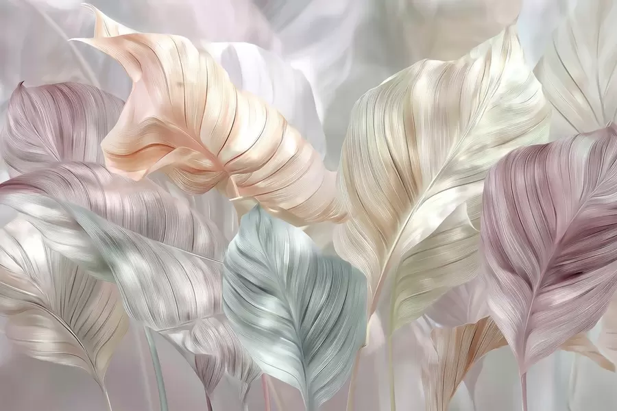 Шпалери великі перламутрові листки w04308