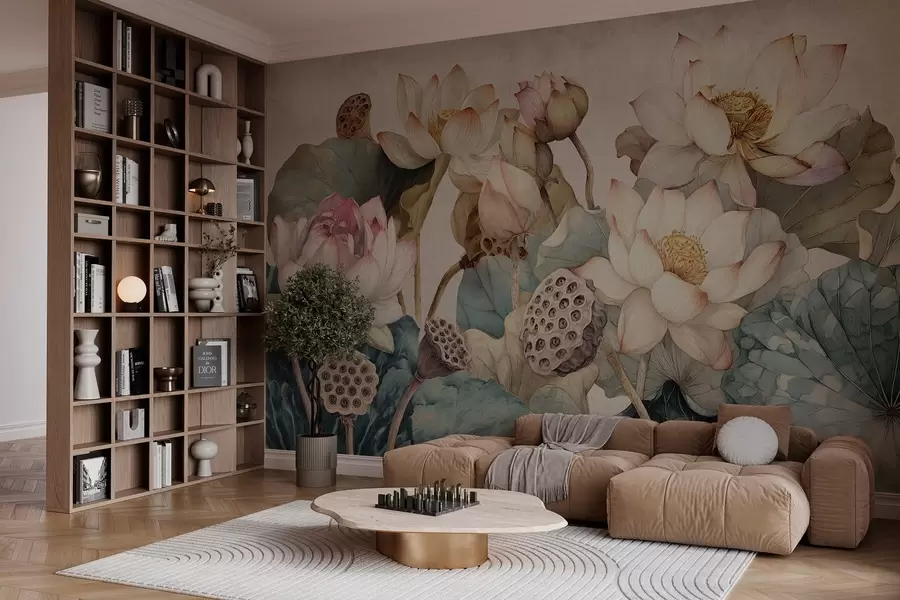 Шпалери великі фактурні латаття w04309