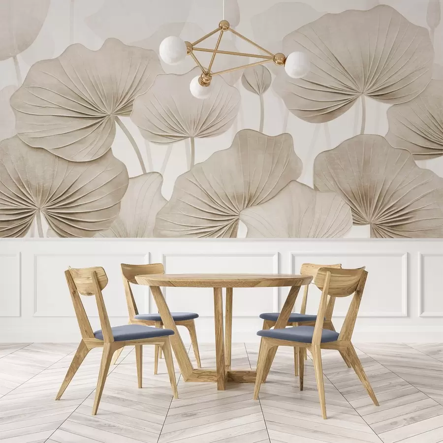 Шпалери Листя лотоса з імітацією пошкодженої текстури w04412v1