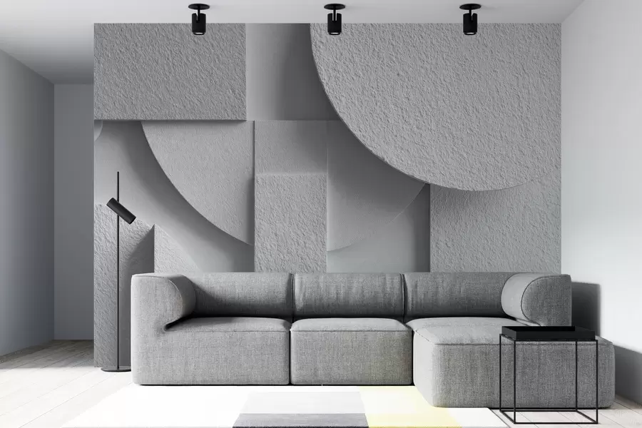 Шпалери Абстрактна композиція з білими тривимірними геометричними фігурами w04395v1