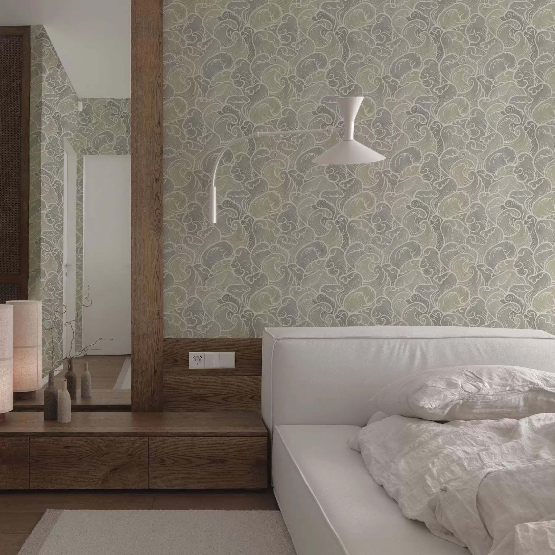 Шпалери Абстрактні хвилі в пастельних тонах a00285