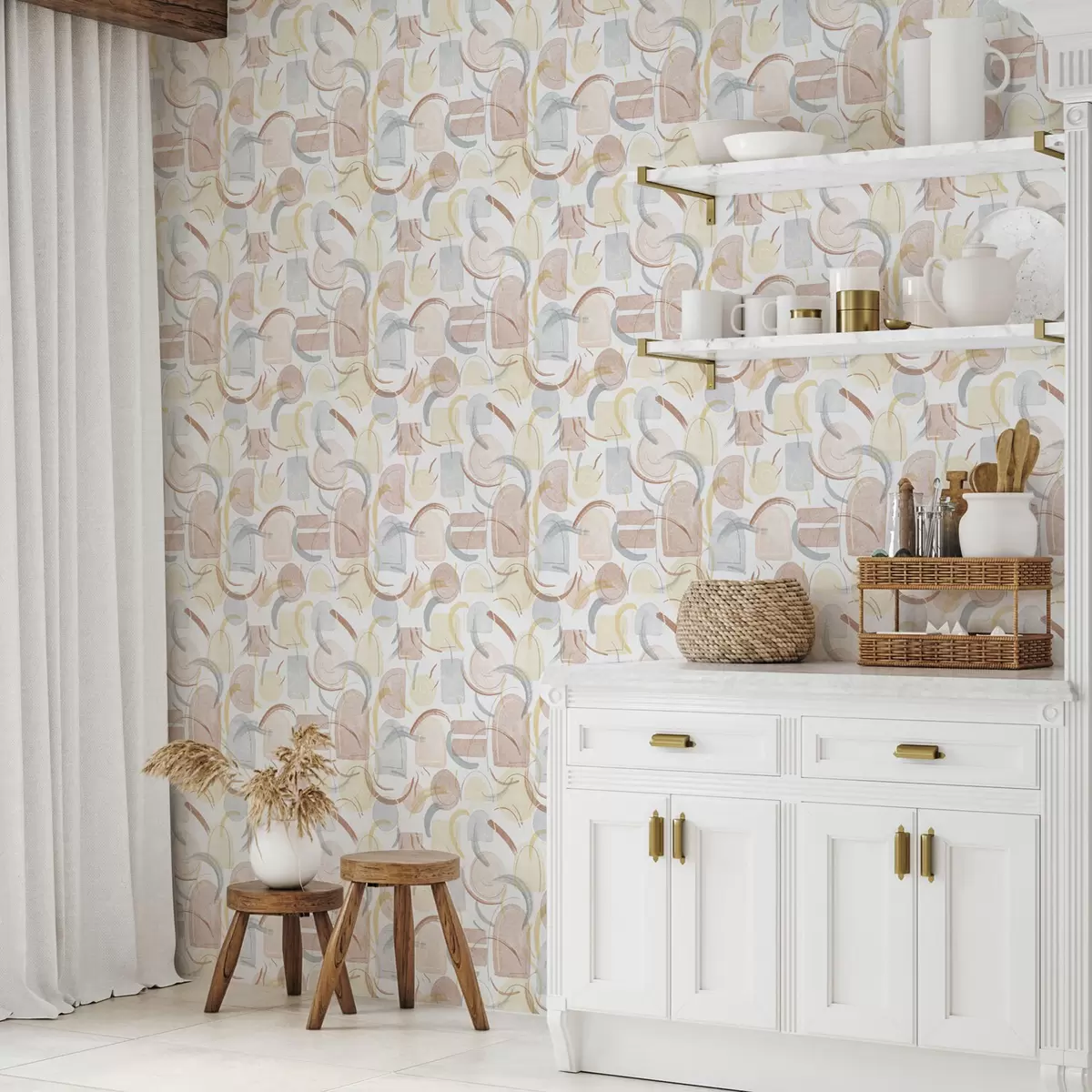 Шпалери Абстрактні форми в пастельних відтінках a00328