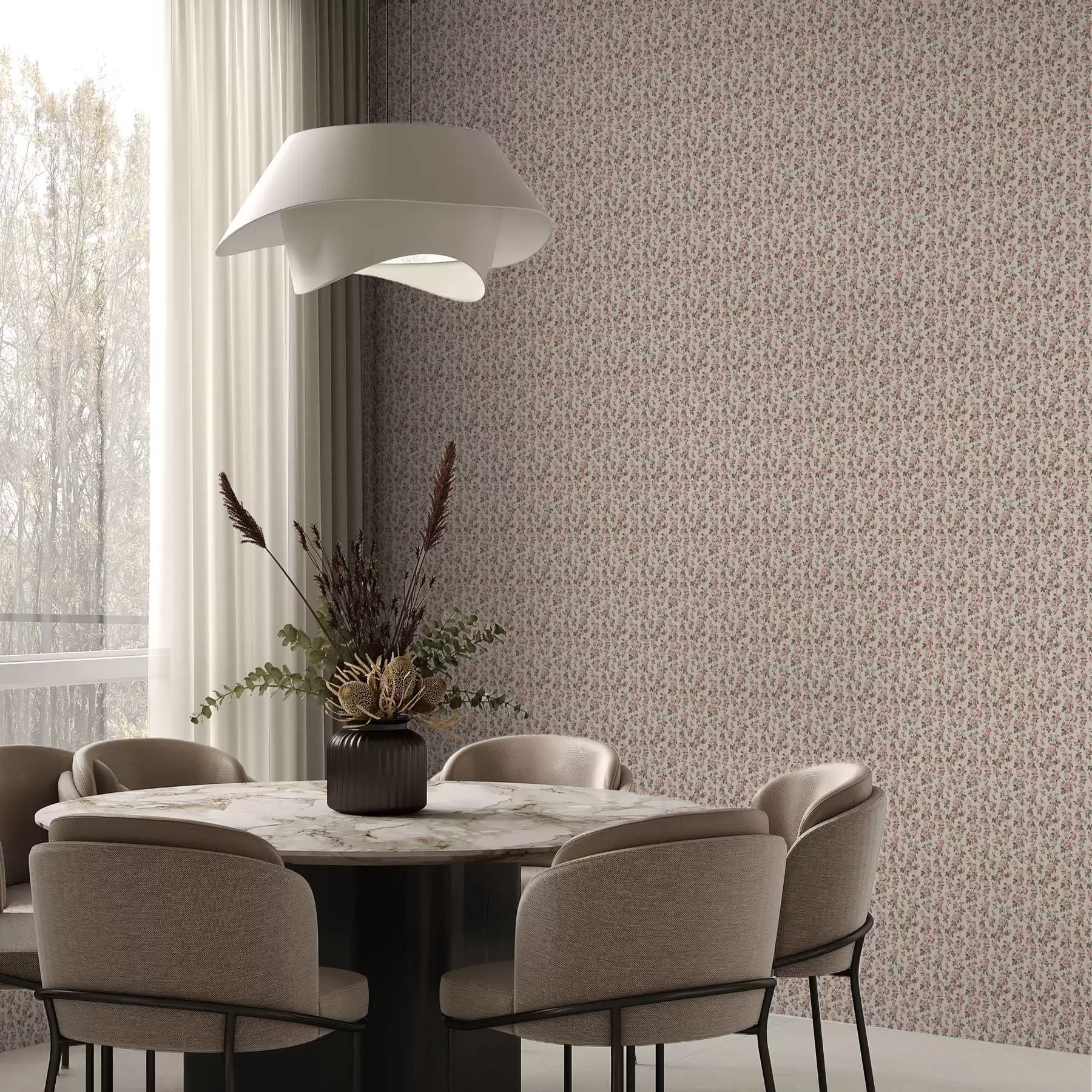 Шпалери Рожеві троянди на бежевому фоні a00346