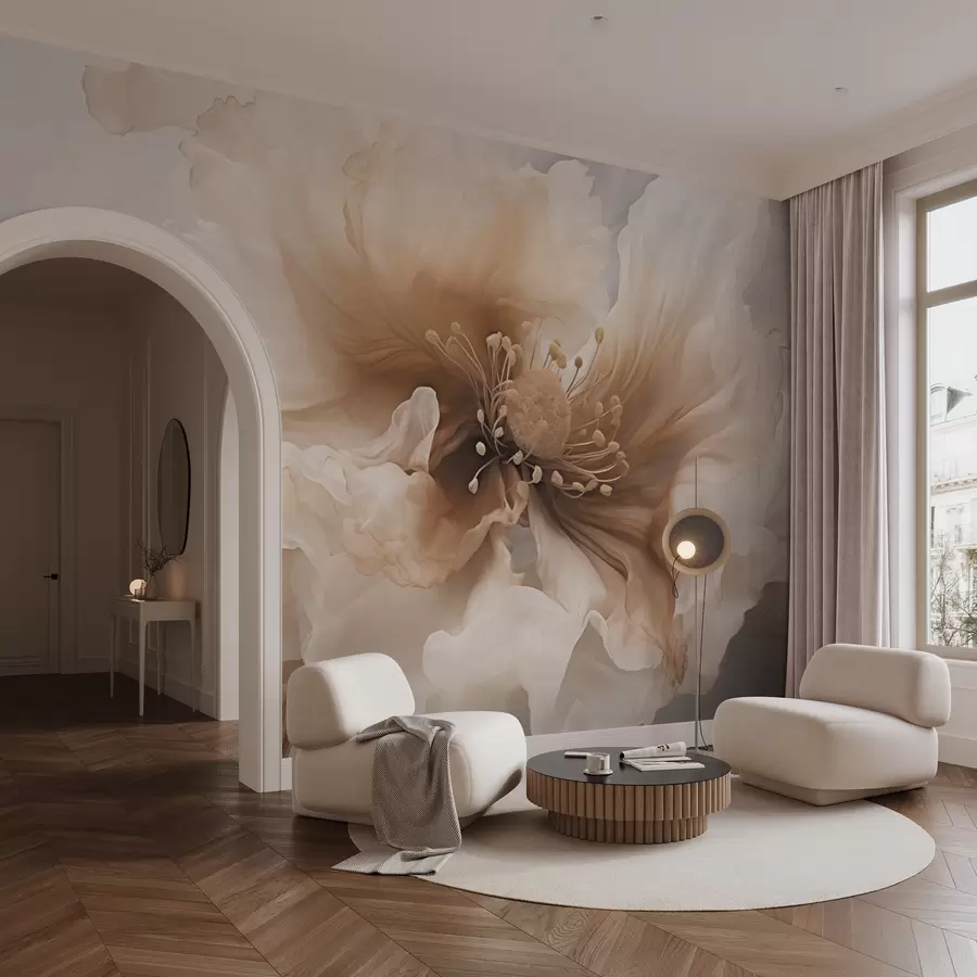 Шпалери Ніжна квітка в теплих бежевих тонах w04446v1