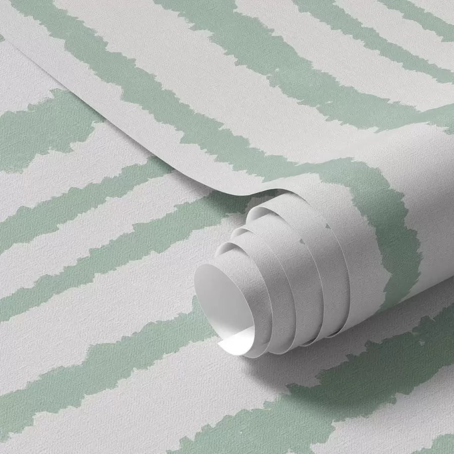 Шпалери Нерівномірні м'ятні смуги на білому тлі a00510