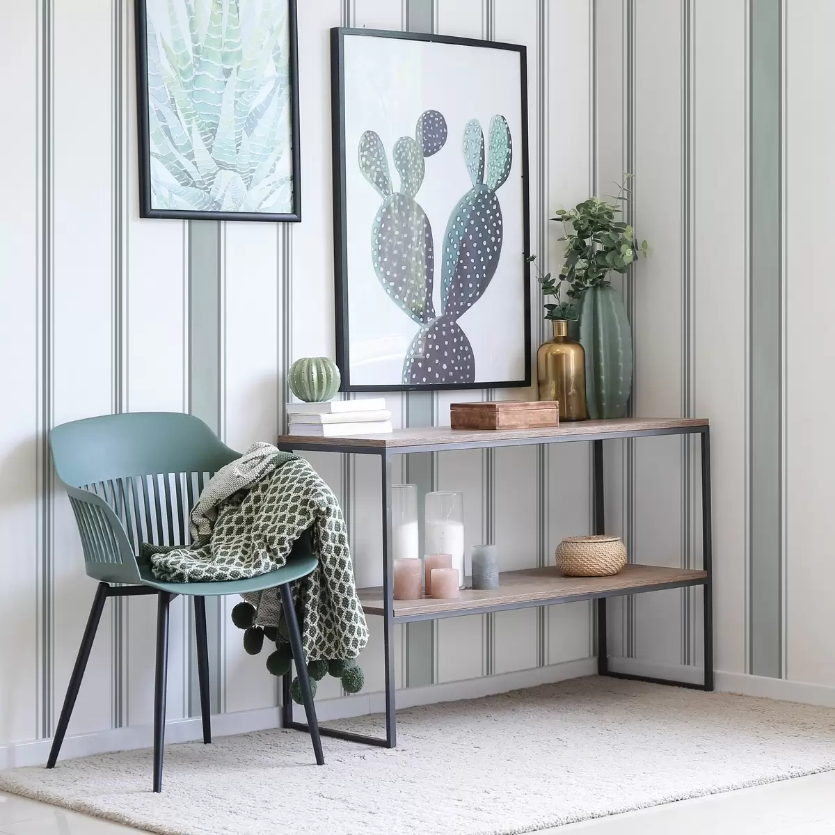 Шпалери Широкі смужки в сіро-блакитній палітрі a00516