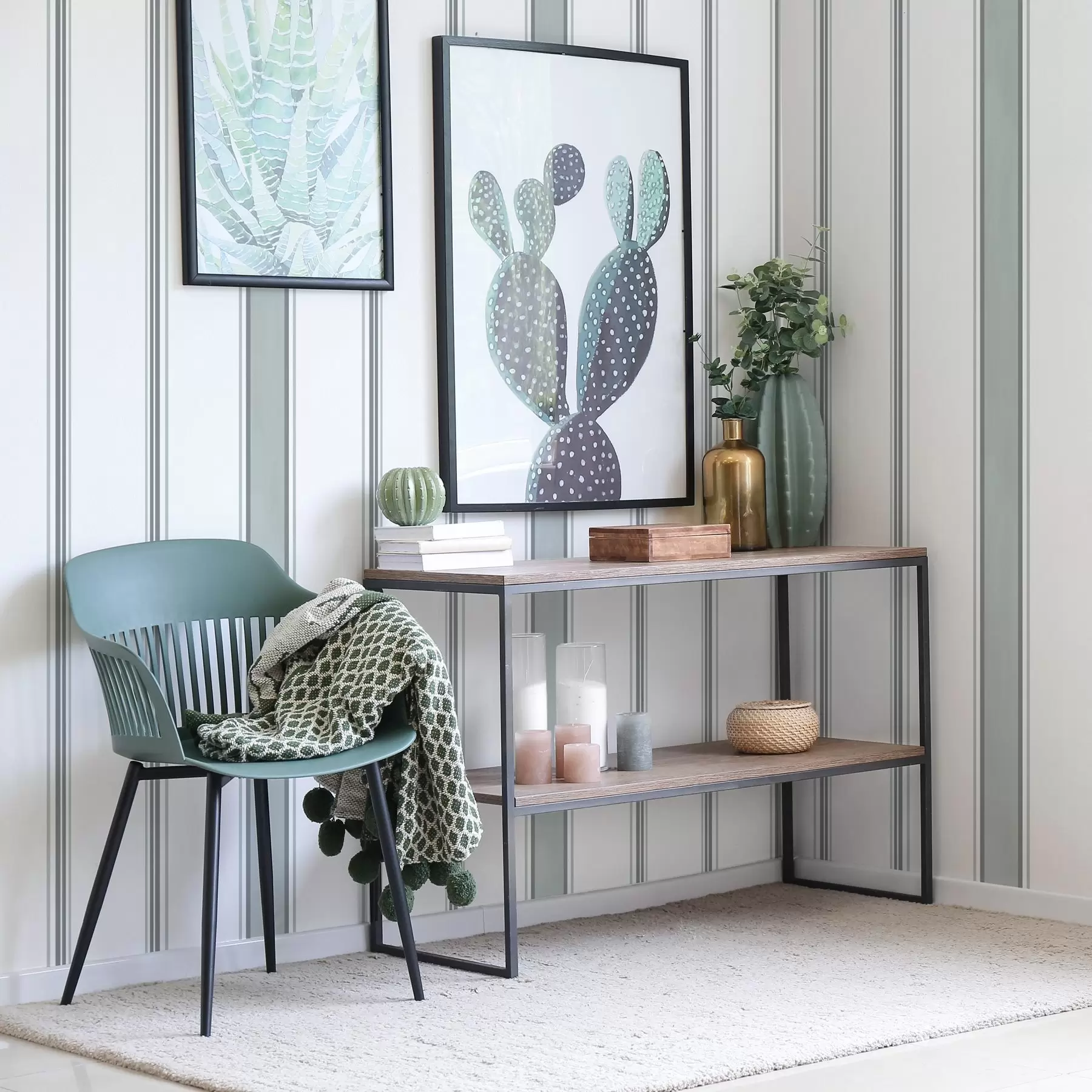 Шпалери Широкі смужки в сіро-блакитній палітрі a00516