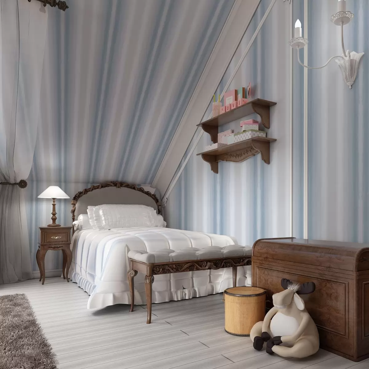 Шпалери Широкі смужки в холодних синьо-сірих тонах a00551