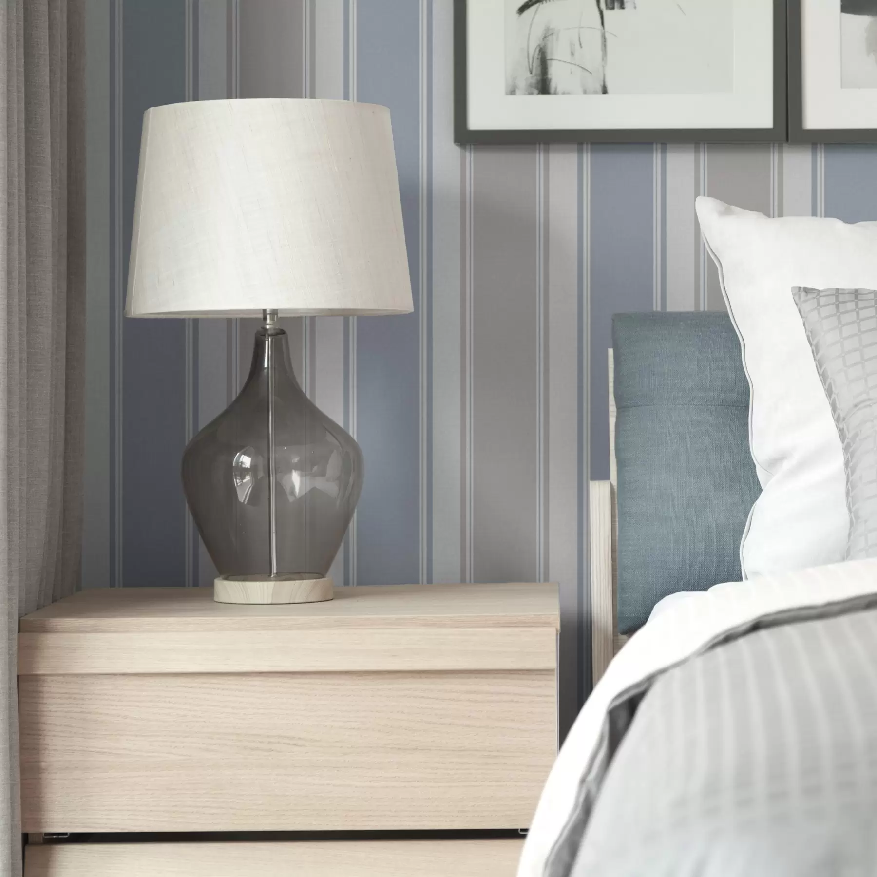 Шпалери Поєднання сірої та синьої широких смужок a00557