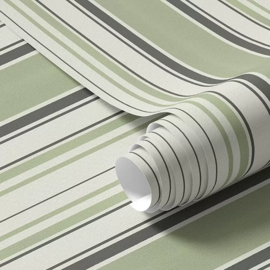 Шпалери Кремове тло з поєднанням зелених і чорних смуг a00563