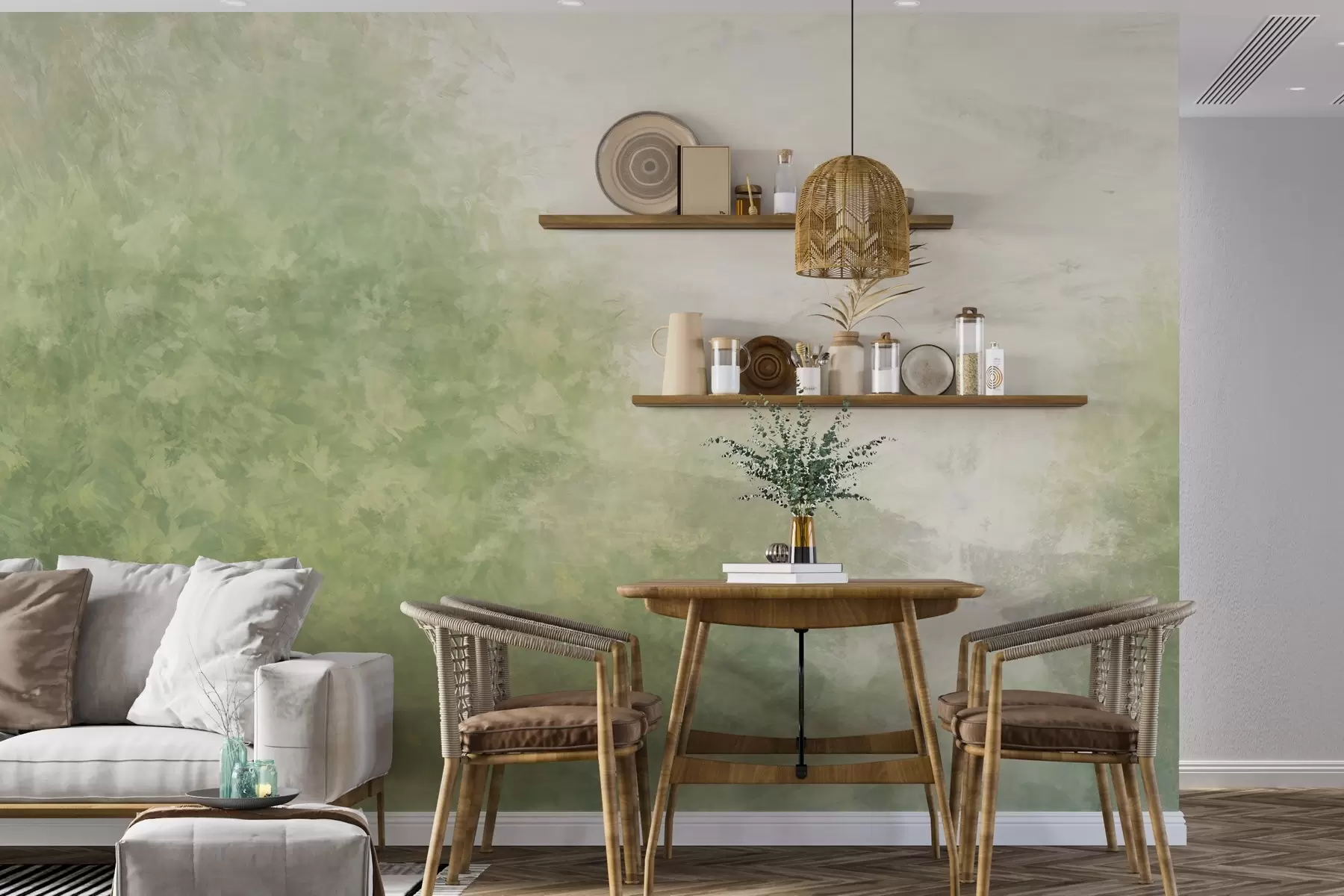 Шпалери Імітація листя на бетонній стіні w04468