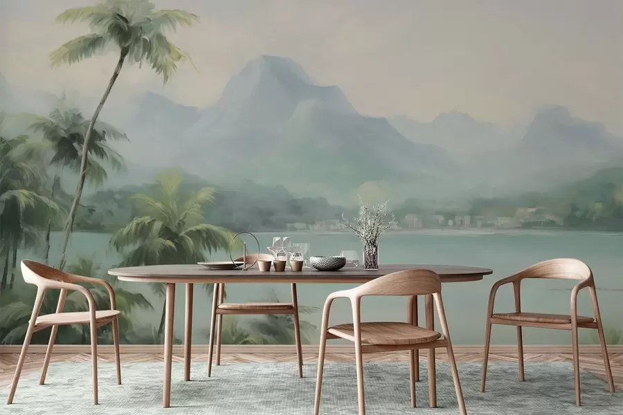 Шпалери Пальми на тлі гір w04535