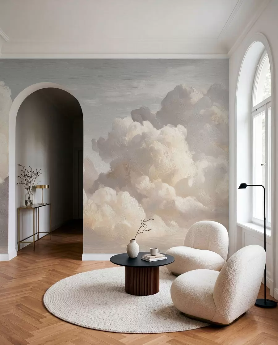 Шпалери Драматичні хмари, намальовані м'якими мазками пензля w04550