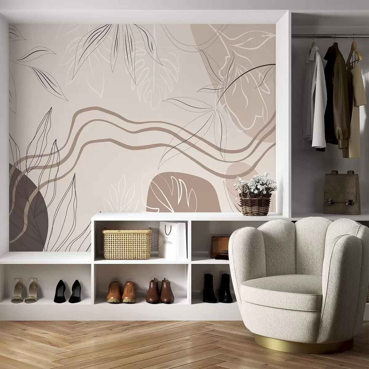 Шпалери Абстракт з листям w04604