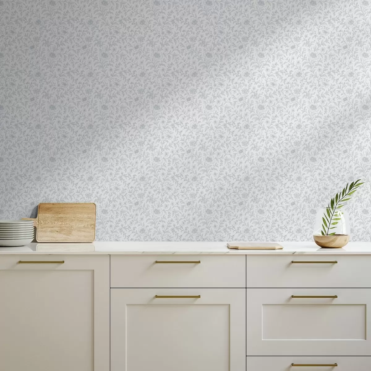 Шпалери Тонкі сині квіти на білому тлі a00576