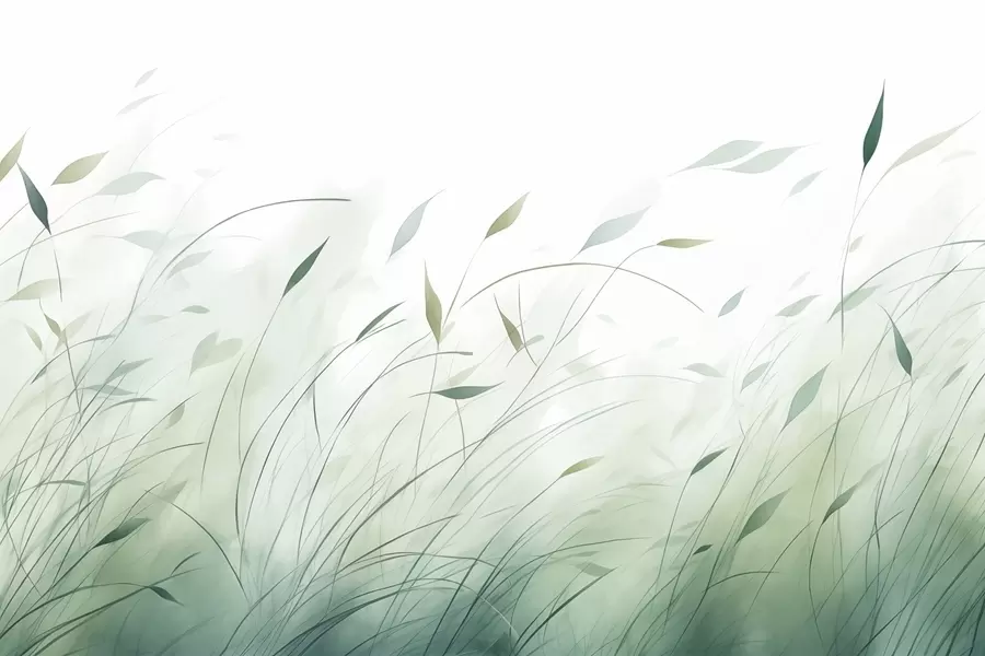 Шпалери Зелена трава на вітрі в акварельному стилі w09331