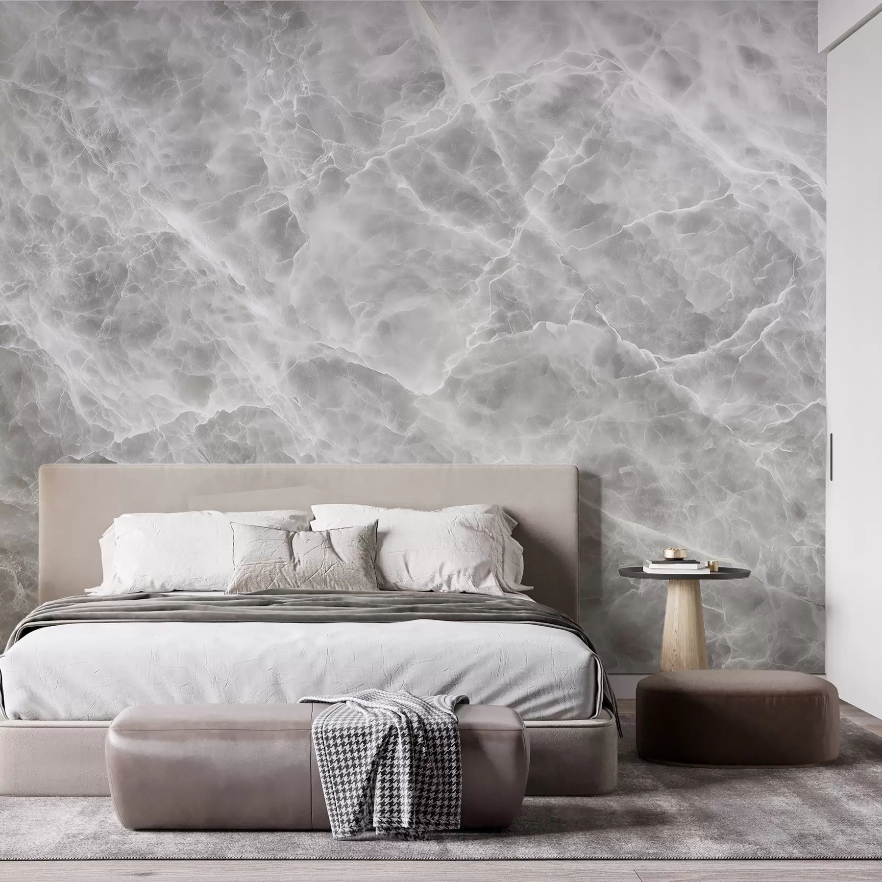 Шпалери Розкішна імітація мармурової поверхні в прохолодних сіро-білих відтінках w09409
