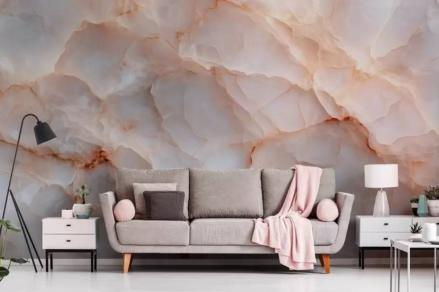 Шпалери Розкішна імітація мармуру в бежево-сірих тонах з ефектом мерехтіння w09412