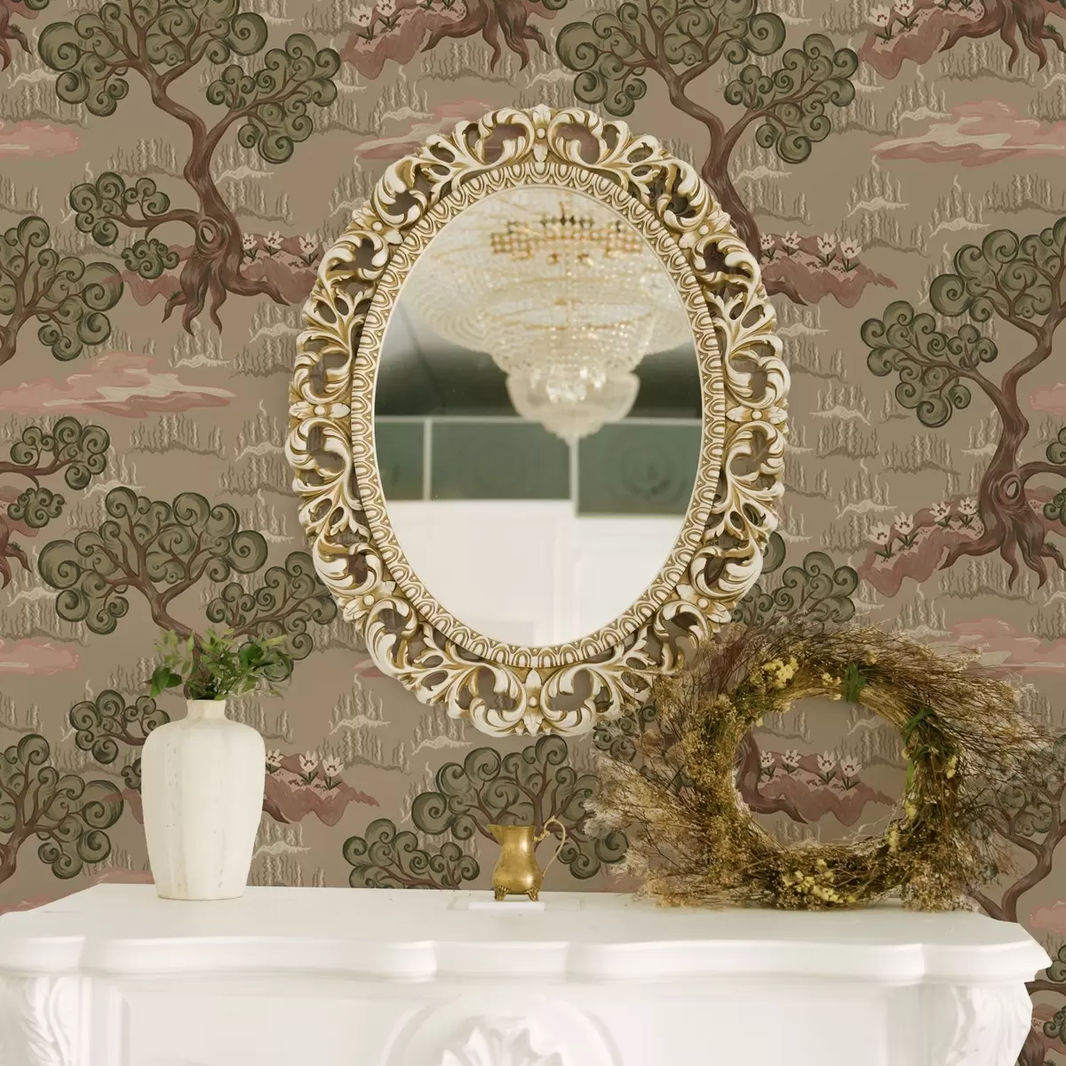 Шпалери Східний пейзаж з химерними деревами на піщаному тлі a00715