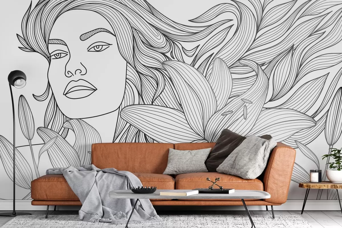 Шпалери Портрет дівчини серед лілій w04689