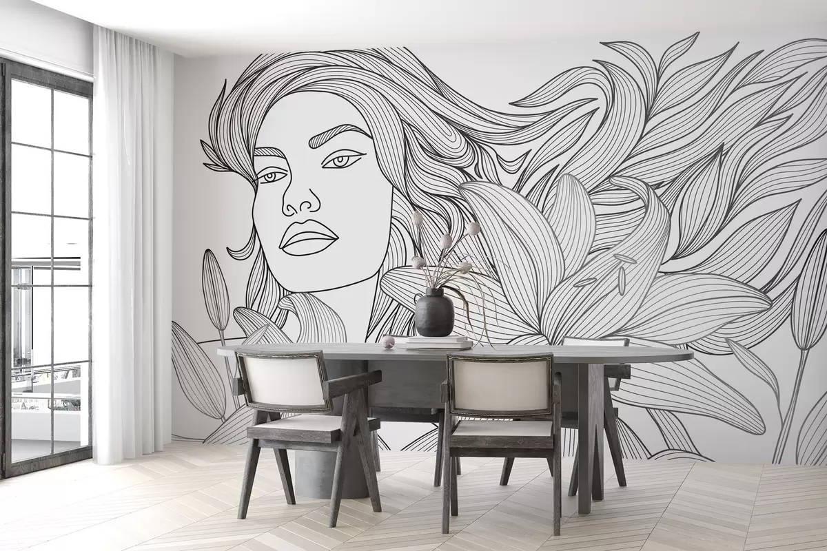 Шпалери Портрет дівчини серед лілій w04689