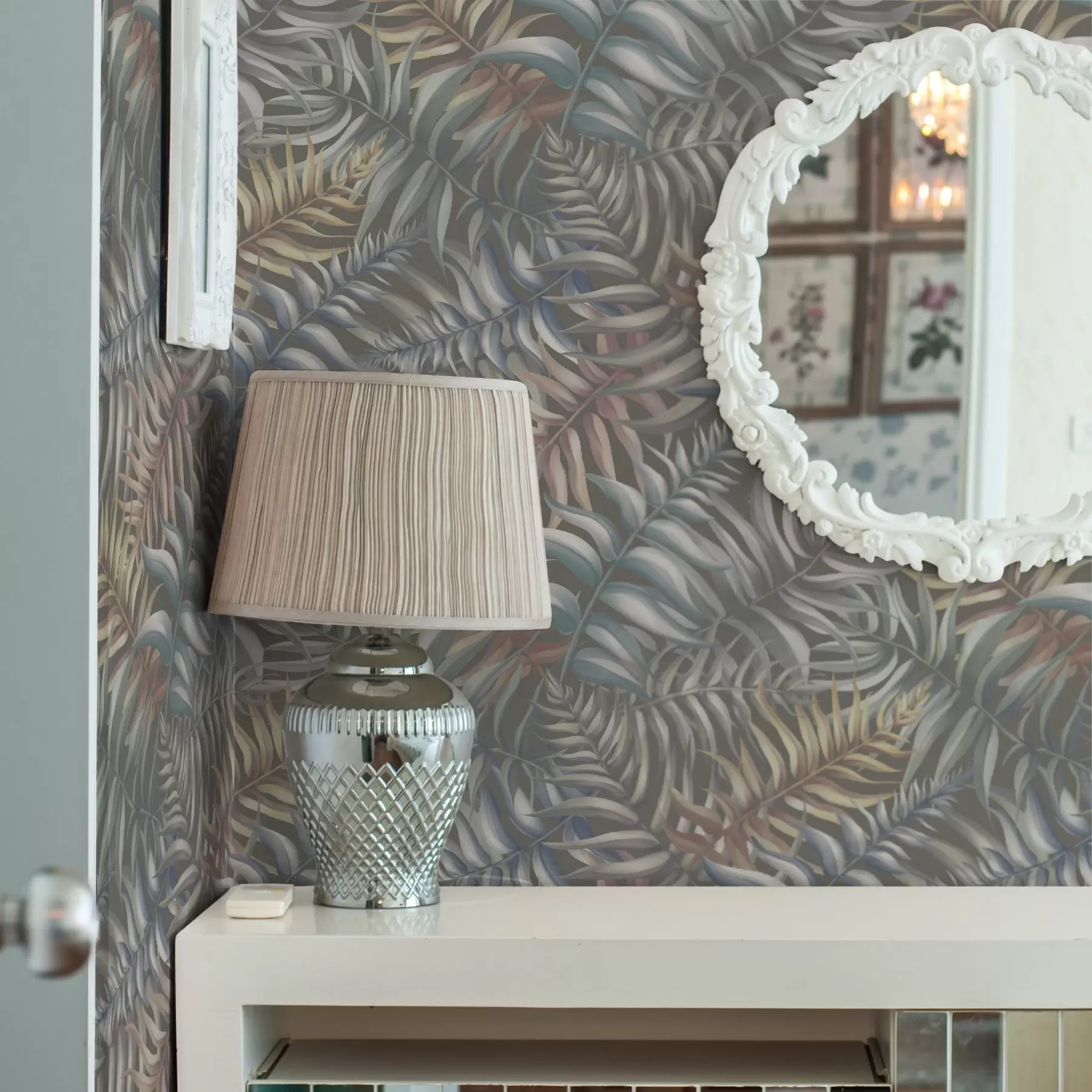 Шпалери Шарів пальмового листя в приглушених тонах a00789