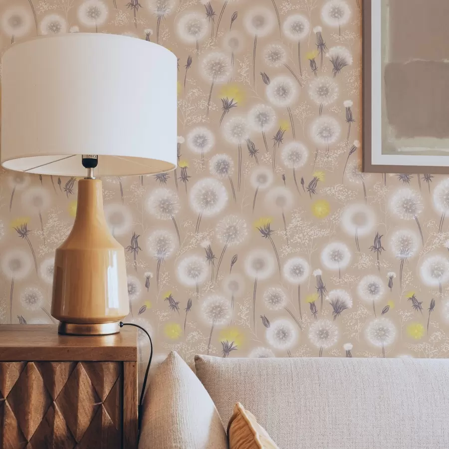 Шпалери Кульбаби та насіння на персиковому тлі a00790v1