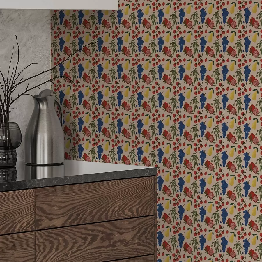 Шпалери Соковиті фрукти на теплому бежевому тлі a00801v1