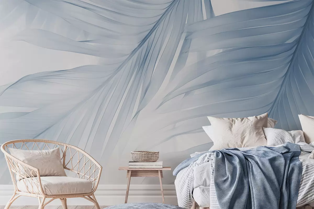 Шпалери Листя папороті в блакитних відтінках w04727v1