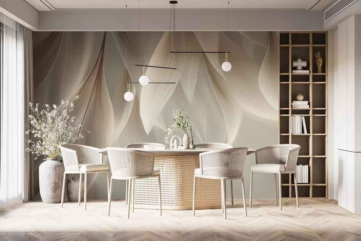 Шпалери Висячі листя зі стилізованим контуром w04706