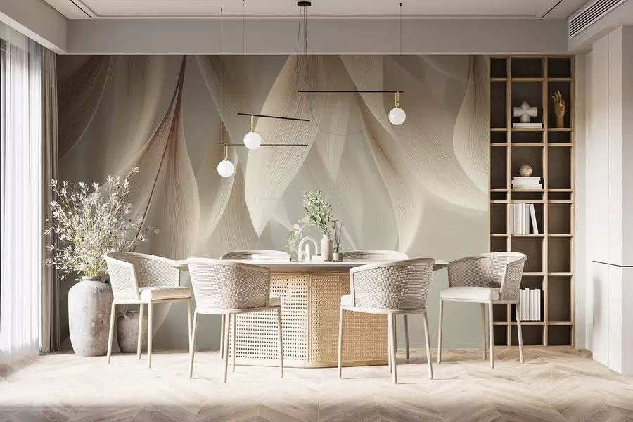 Шпалери Висячі листя зі стилізованим контуром w04706