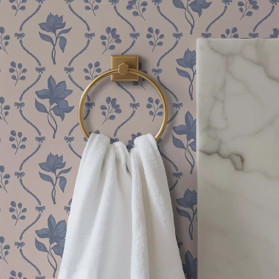 Шпалери Маленькі квіти та стрічки в блакитних і рожевих відтінках a00808v3