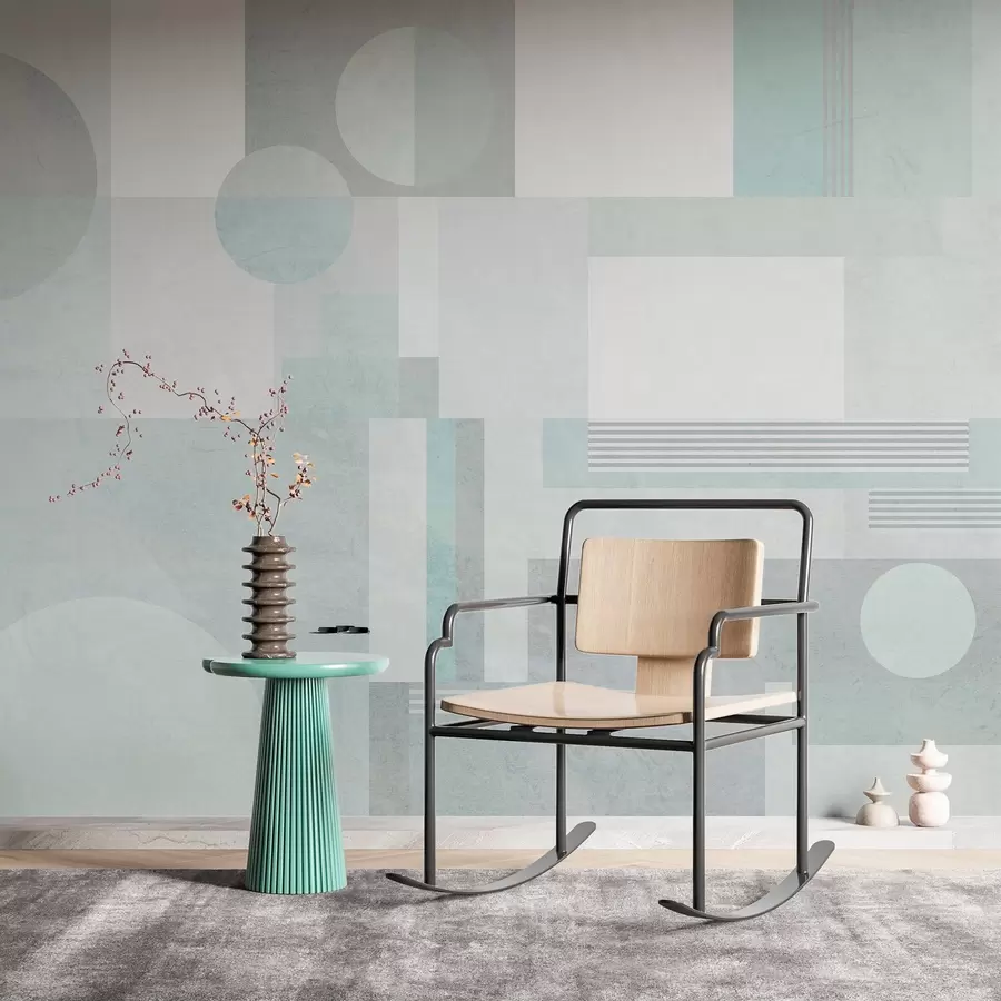 Шпалери абстрактна геометрія в сіро-зелених тонах w04635v3