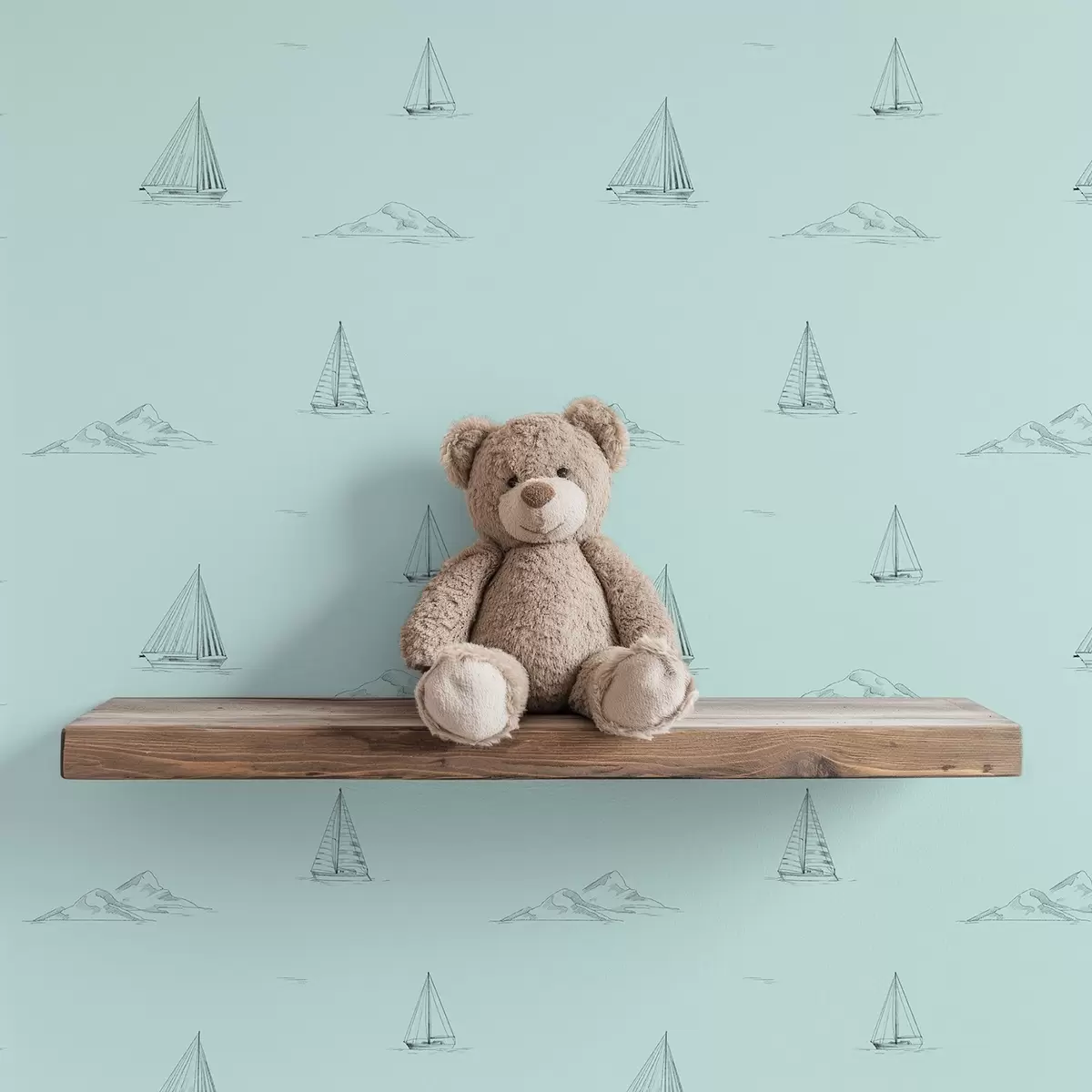 Шпалери Ескізи яхт і островів, м'ятно-зелений фон a00654v4