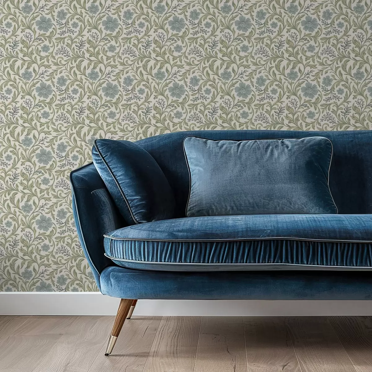 Шпалери Сіро-білий квітковий орнамент на світлому тлі a00712