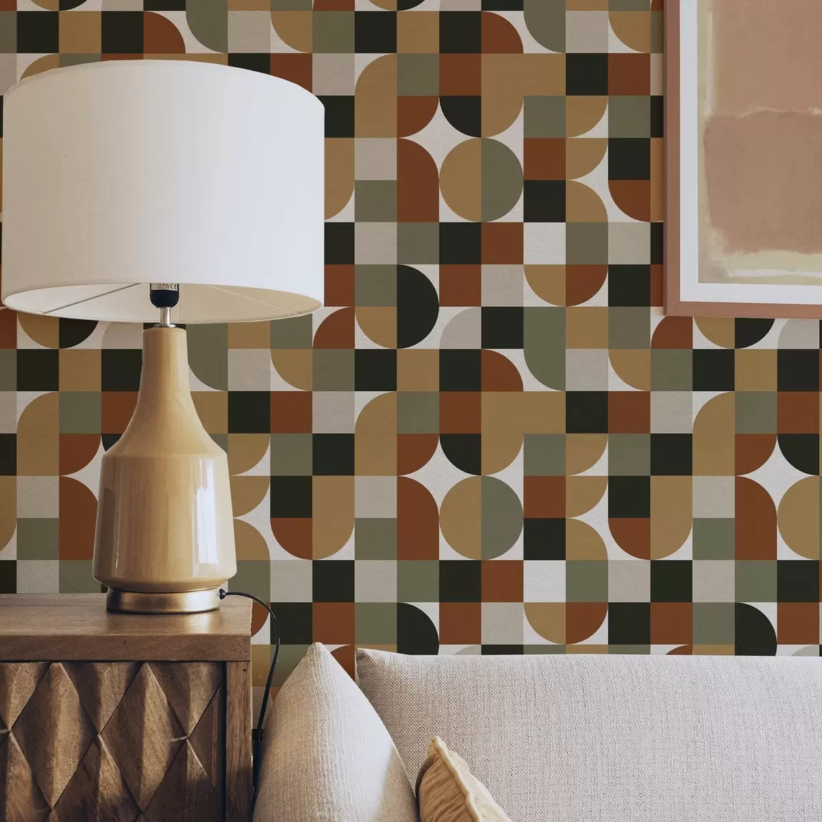 Шпалери Модульна геометрія в теплих землистих тонах a00770