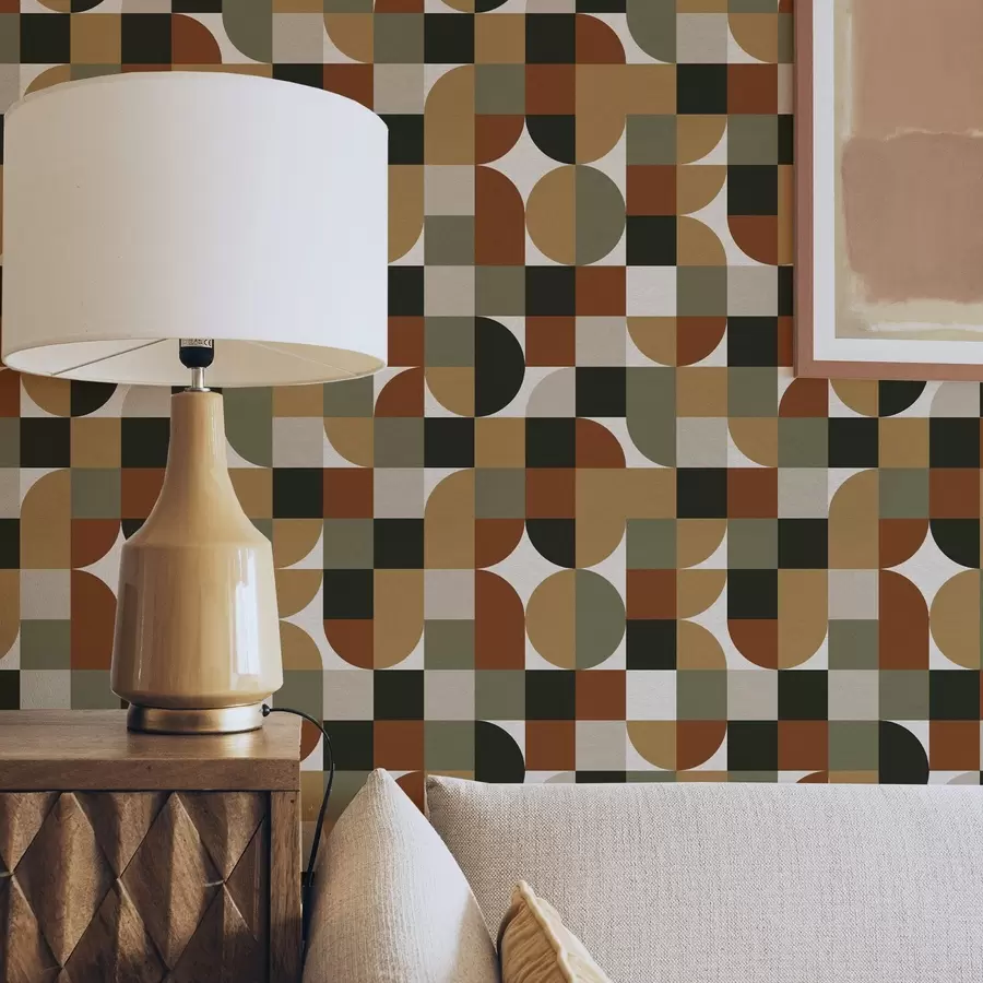 Шпалери Модульна геометрія в теплих землистих тонах a00770