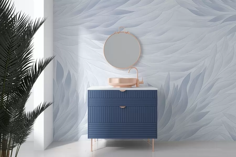 Шпалери Хвилясті листя в світло-блакитних тонах w04610v1