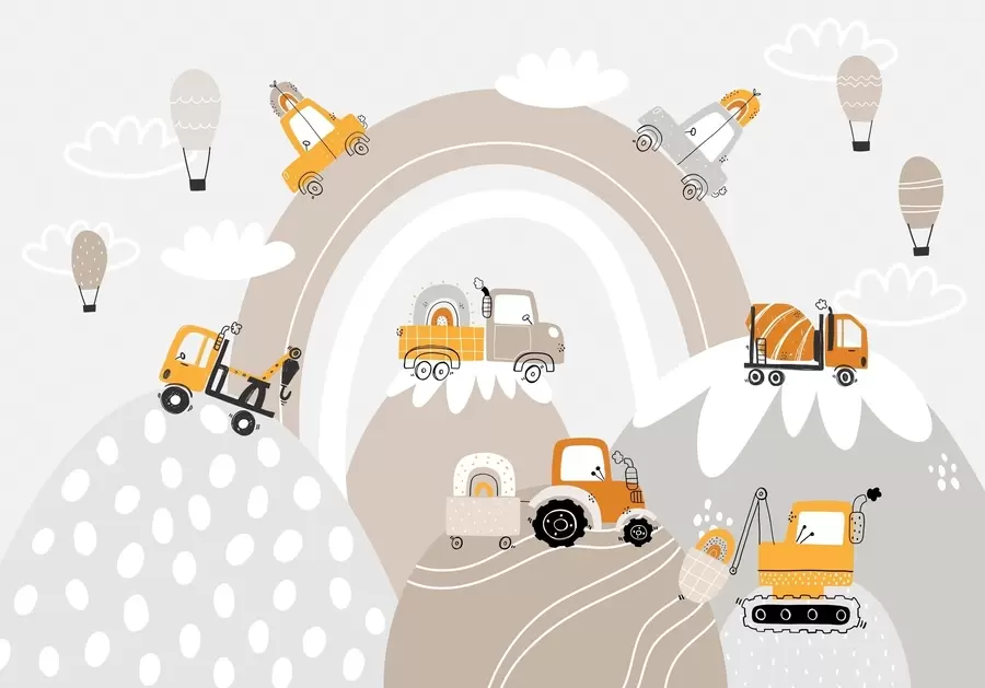 Шпалери Дитячі автомобілі, трактори w04765