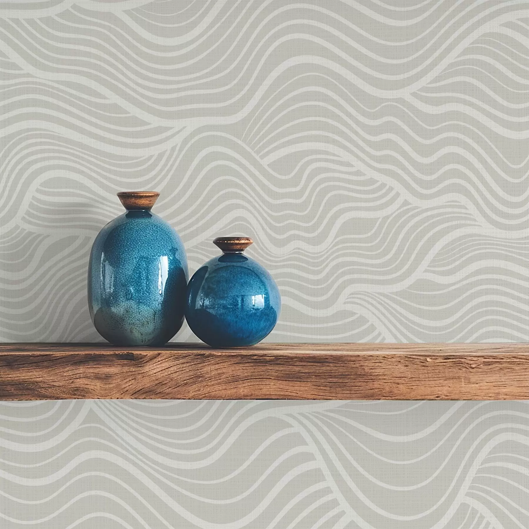 Шпалери Хвилі на сіро-оливковому тлі з текстурою тканини a00681