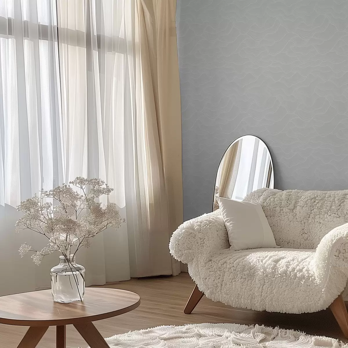 Шпалери Світлові хвилі, майже білий рельєф, мінімальний a00682v2