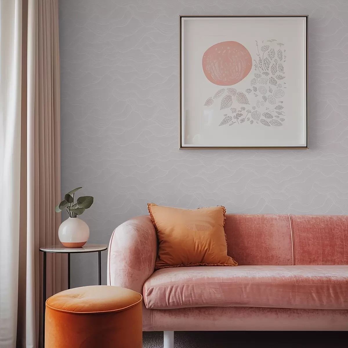 Шпалери Пастельно-рожевий фон з хвилястими лініями a00682v3