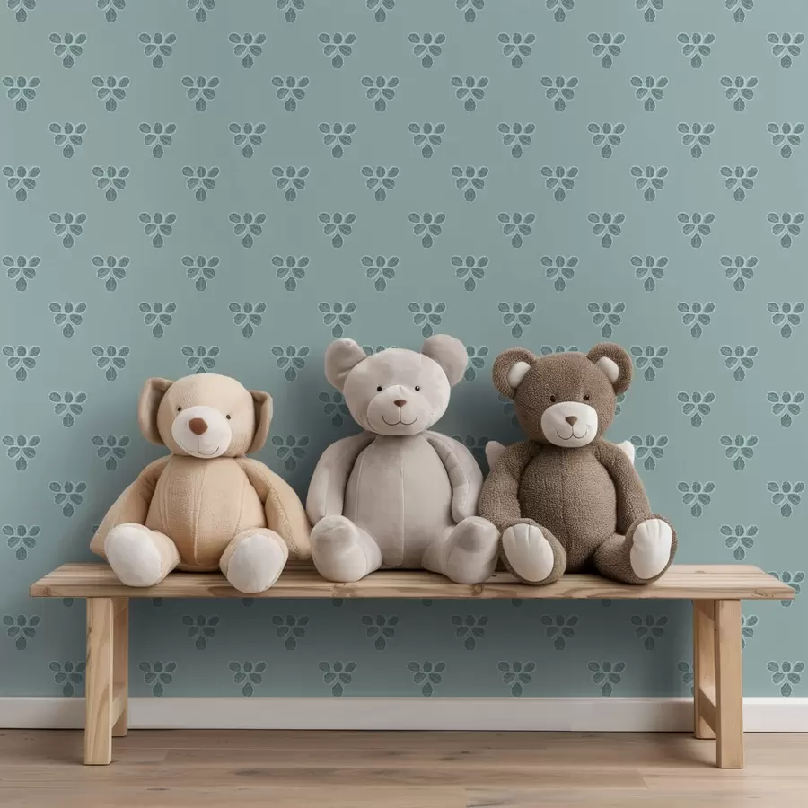 Шпалери Невелике повторення: трійки листя на прохолодній блакиті a00848v1