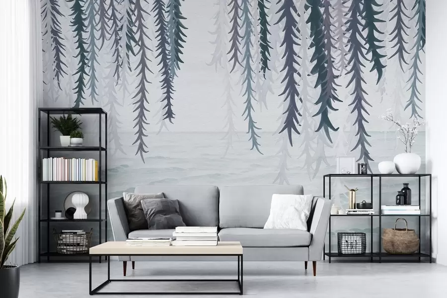 Шпалери Делікатні лози, що звисають над водою, в стилі акварелі w04830v3